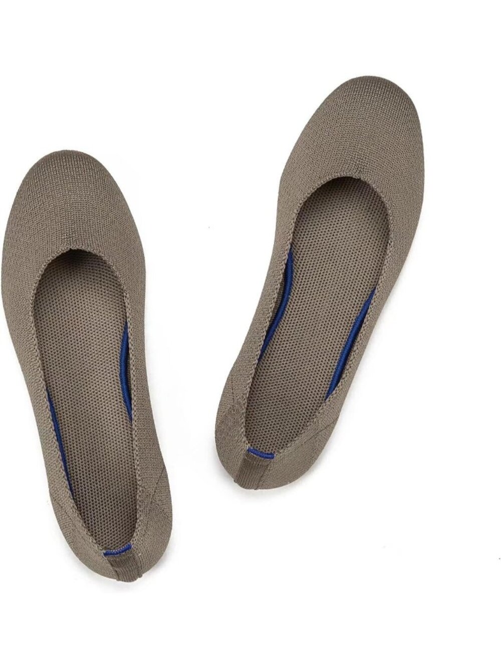 Womens Camel Knit Ballet Flat Shoes Knit Shoes Round Toe Slip On Ballerina Flats